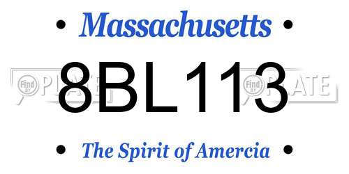 8BL113 Massachusetts License Plate