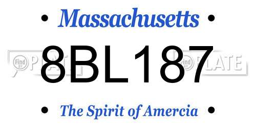 8BL187 Massachusetts License Plate