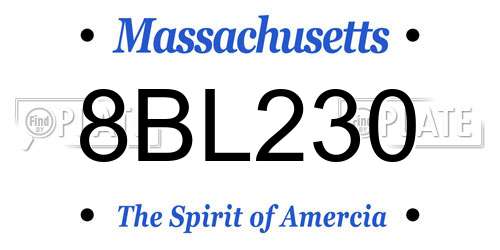 8BL230 Massachusetts License Plate