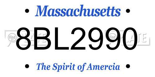 8BL2990 Massachusetts License Plate