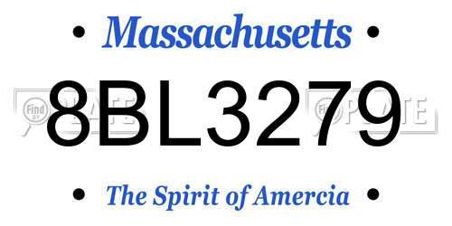 8BL3279 Massachusetts License Plate