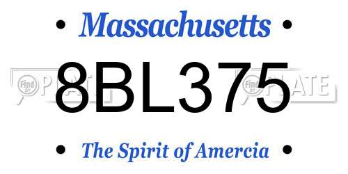 8BL375 Massachusetts License Plate