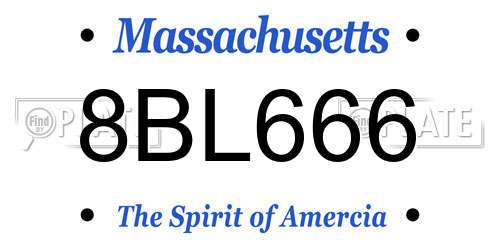 8BL666 Massachusetts License Plate
