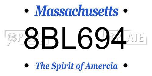 8BL694 Massachusetts License Plate