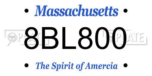 8BL800 Massachusetts License Plate