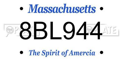 8BL944 Massachusetts License Plate