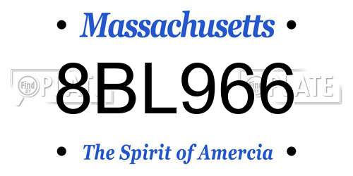 8BL966 Massachusetts License Plate