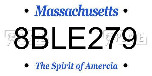 8BLE279 Massachusetts License Plate