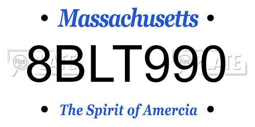 8BLT990 Massachusetts License Plate