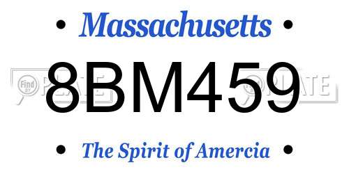 8BM459 Massachusetts License Plate