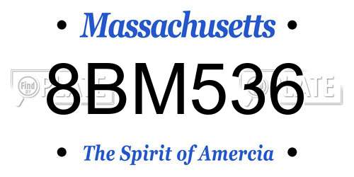 8BM536 Massachusetts License Plate