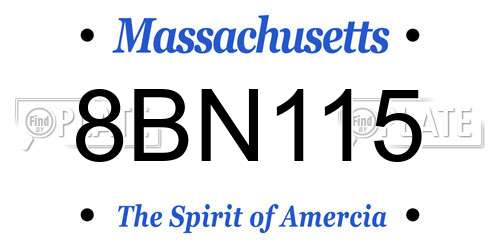 8BN115 Massachusetts License Plate