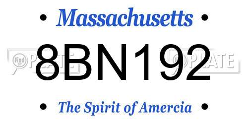 8BN192 Massachusetts License Plate