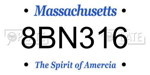 8BN316 Massachusetts License Plate