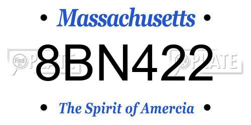 8BN422 Massachusetts License Plate
