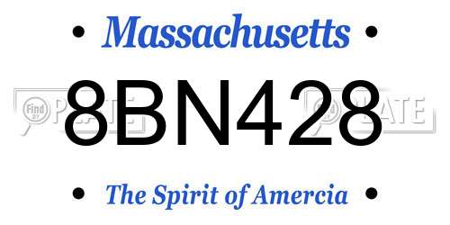 8BN428 Massachusetts License Plate