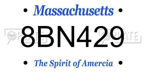 8BN429 Massachusetts License Plate