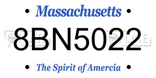 8BN5022 Massachusetts License Plate