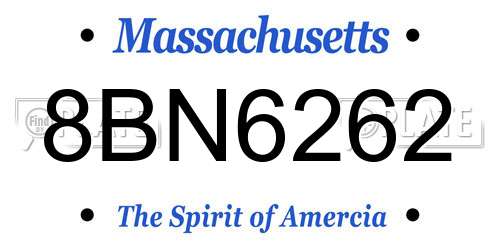 8BN6262 Massachusetts License Plate
