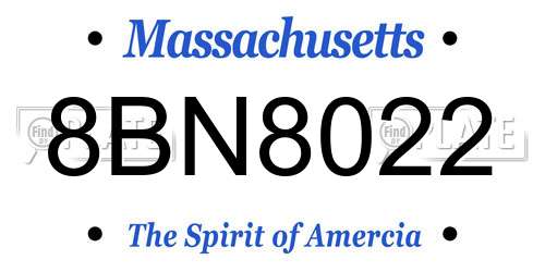 8BN8022 Massachusetts License Plate