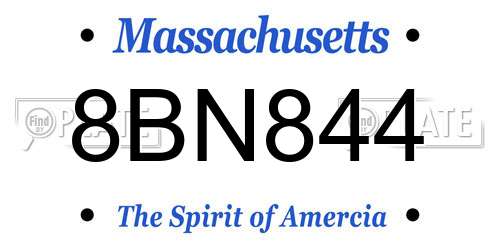 8BN844 Massachusetts License Plate