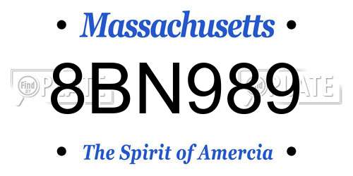 8BN989 Massachusetts License Plate
