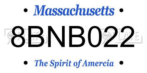 8BNB022 Massachusetts License Plate