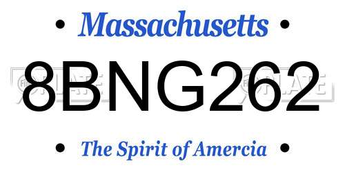 8BNG262 Massachusetts License Plate