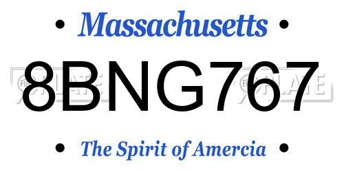 8BNG767 Massachusetts License Plate