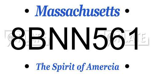 8BNN561 Massachusetts License Plate