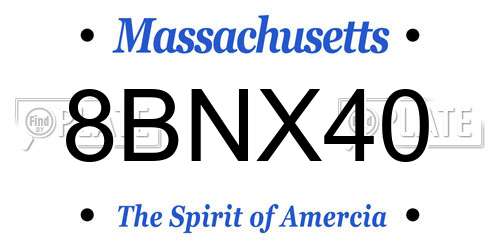 8BNX40 Massachusetts License Plate