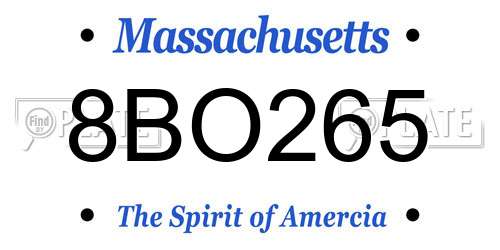 8BO265 Massachusetts License Plate