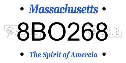 8BO268 Massachusetts License Plate