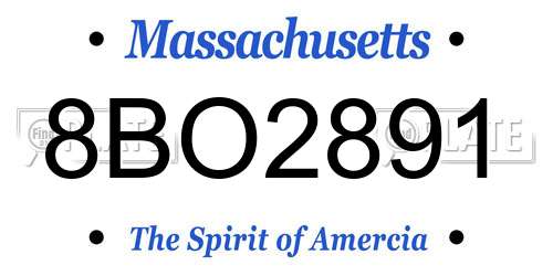 8BO2891 Massachusetts License Plate