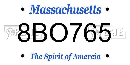 8BO765 Massachusetts License Plate