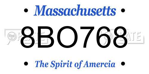 8BO768 Massachusetts License Plate