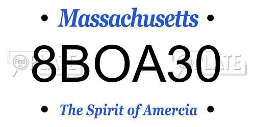 8BOA30 Massachusetts License Plate