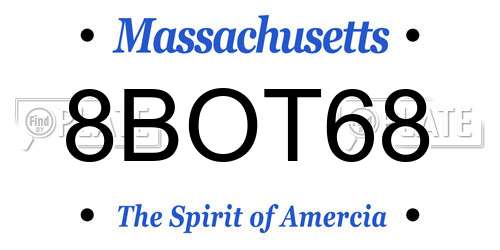 8BOT68 Massachusetts License Plate