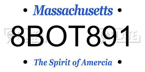8BOT891 Massachusetts License Plate