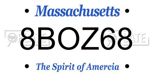 8BOZ68 Massachusetts License Plate