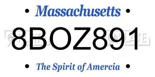 8BOZ891 Massachusetts License Plate