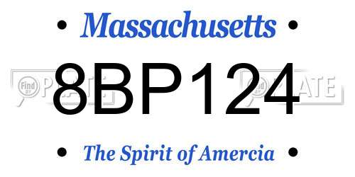 8BP124 Massachusetts License Plate