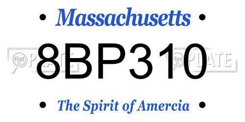 8BP310 Massachusetts License Plate
