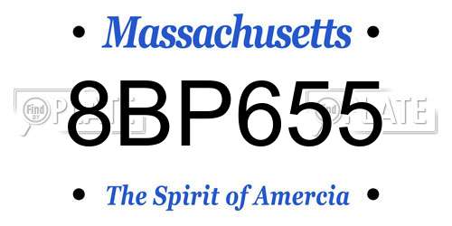 8BP655 Massachusetts License Plate
