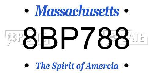 8BP788 Massachusetts License Plate