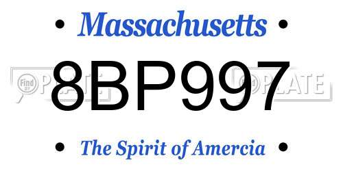 8BP997 Massachusetts License Plate