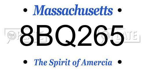 8BQ265 Massachusetts License Plate