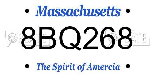 8BQ268 Massachusetts License Plate
