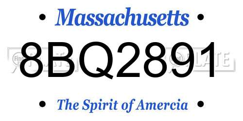 8BQ2891 Massachusetts License Plate
