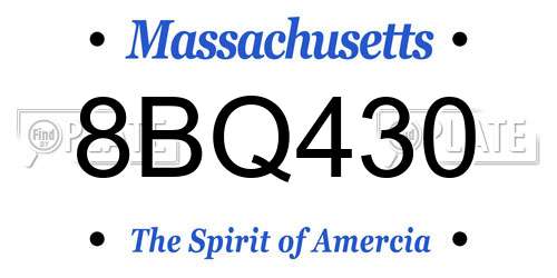 8BQ430 Massachusetts License Plate